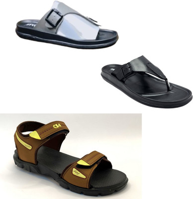 Classica Men Sandals(Grey, Black, Brown , 6)