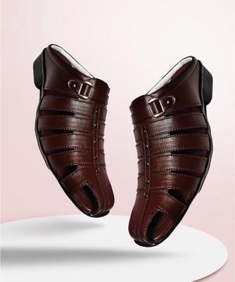 RURAL CRAFT Men Sandals(Brown , 8)