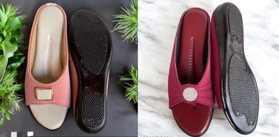 hunyza footwear Women Flats(Pink, Maroon , 9)