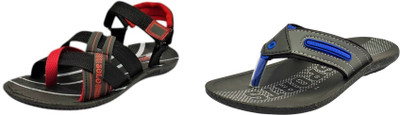 Classica Men Sandals(Black, Red, Blue , 7)