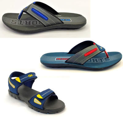 Classica Men Sandals(Black, Red, Black, Blue, Red, Blue, Yellow , 6)