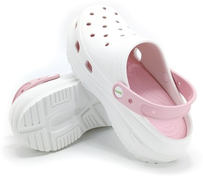 Beice Women Clogs(White, Pink , 3)