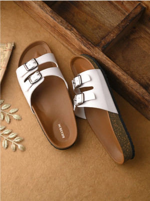 KILLER Stylish Dual Strap Buckle Design Women Flats(White , 3)