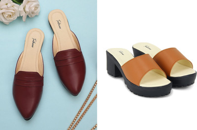 Todhwear Women Heels(Maroon, Tan , 5)