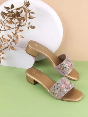 METRO Women Heels(Gold , 6)