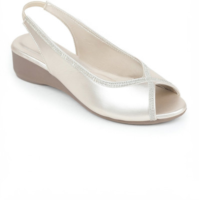 Shezone Women Wedges(Silver , 8)