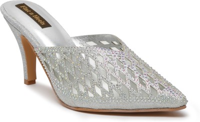 flat n heels Women Heels(Silver , 8)