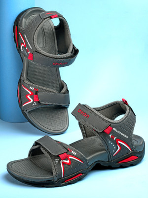 asian Men Sports Sandals(Grey, Red , 9)