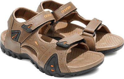 asian Men Sports Sandals(Brown, Orange , 9)