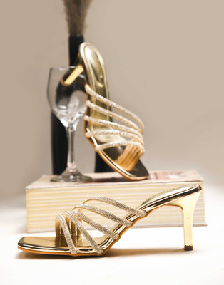jm looks Women Heels(Gold , 3)