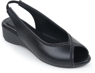 Shezone Women Wedges(Black , 6)