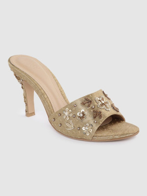 House of Pataudi Women Heels(Gold , 8)