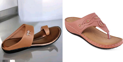 hunyza footwear Women Flats(Brown, Pink , 8)