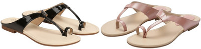 Kuhu Creations Women Flats(Pink, Black , 5)