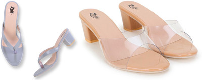 Zaif Women Heels(Grey, Beige , 5)