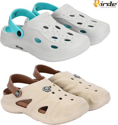 Birde Men Clogs(Grey, Beige , 8)