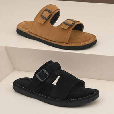 rajeraj Men Sandals(Brown, Black , 8)