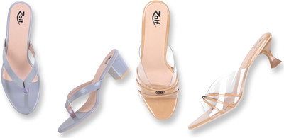 Zaif Women Heels(Beige, Grey , 5)