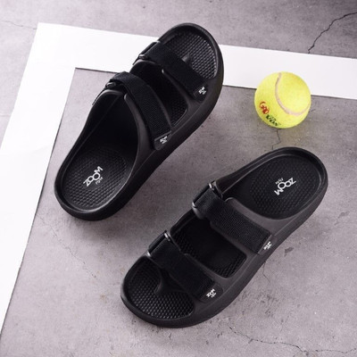 Zoom Shoes Lightweight Waterproof Sandals Velcro Soft Anti-Skid Adjustable & Comfy Men Casual(Black , 8)
