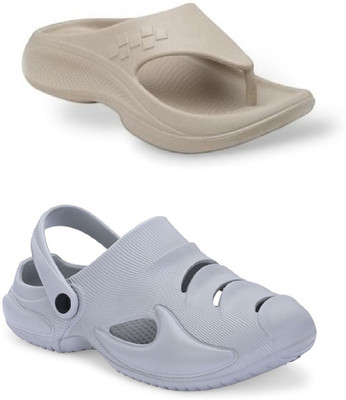 DEFLOW Men Sandals(Grey, Beige , 6)