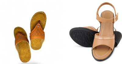 PMS Women Wedges(Beige, Brown , 4)