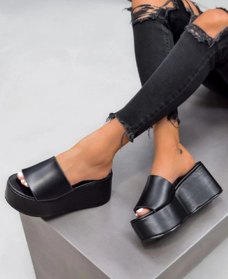 UUNDA Fashion Women Wedges(Black , 4)