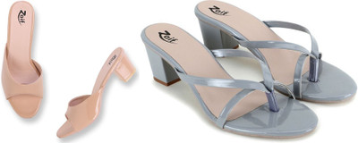 Zaif Women Heels(Grey, Beige , 3)