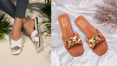 R F C Women Flats(White, Brown , 6)