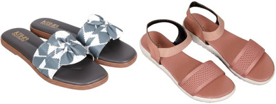 Kuhu Creations Women Flats(Pink, Grey , 6)