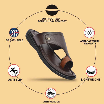 QARA Men Sandals(Brown , 10)