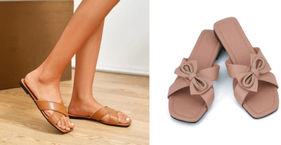 R F C Women Flats(Brown, Beige , 5)