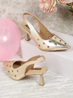 flat n heels Women Heels(Gold , 4)