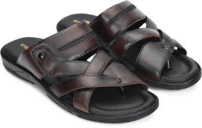 Stepsoft Handmade Leather Slippers for Men Lightweight Soft Sole Stylish Comfort Men Sandals(Black , 10)