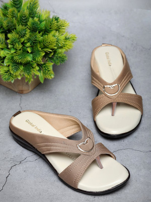 Global India Women Flats(Beige , 4)