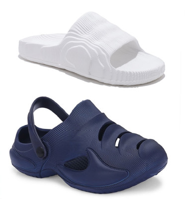 Cogs Men Sandals(White, Navy , 10)