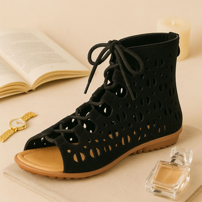 RAHEGAS Women Flats(Black , 4)