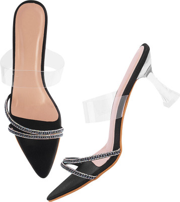 TRYME Women Heels(Black , 4)