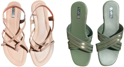Nicesteps Women Flats(Green, Pink , 6)