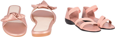 PMS Women Wedges(Pink, Orange , 7)