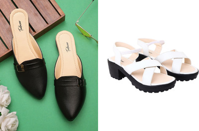 Todhwear Women Heels(Black, White , 8)