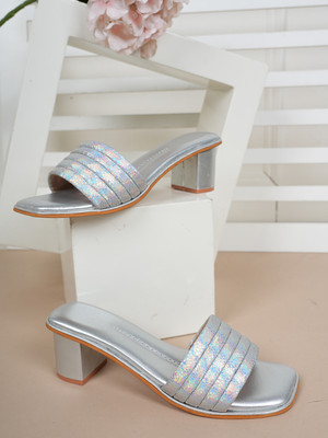 Walkfree Women Heels(Silver , 8)