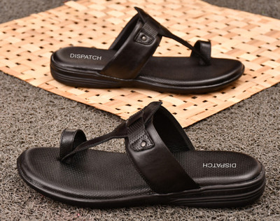 Dispatch Black Genuine Leather Slipper Sandals Men Sandals(Black , 9)