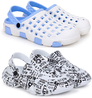 KAPYANSH Men Clogs(Blue, White, Black , 8)