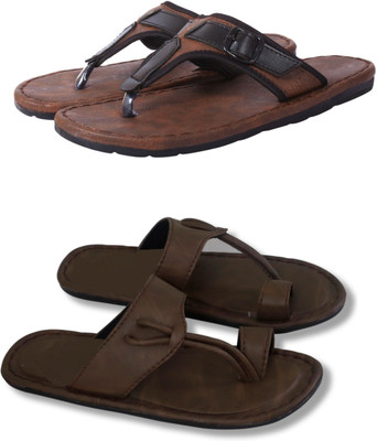 Aishwary Glams Men Sandals(Black, Brown , 10)
