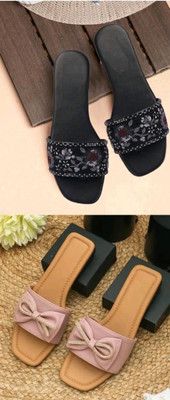 HunarPaon Women Flats(Black, Pink , 4)