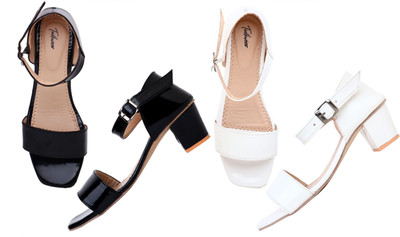 Todhwear Women Heels(Black, White , 6)