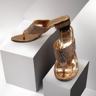 flametrick Women Heels(Gold , 8)