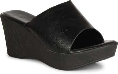 LEE FEET Women Wedges(Black , 8)