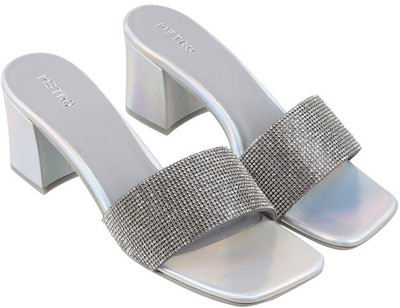 METRO Women Heels(Silver , 6)