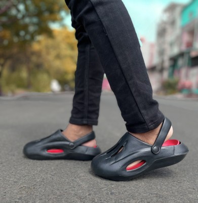 Fabbmate Men Clogs(Black, Red , 6)